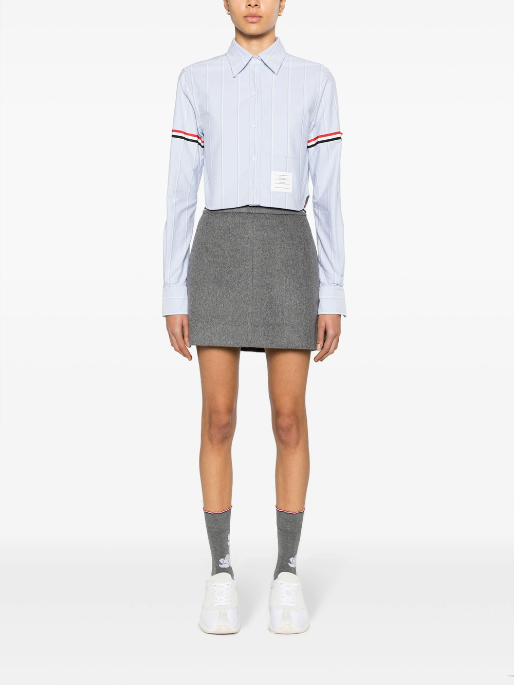 Thom Browne Cropped Button Down Point Collar Top - view 2