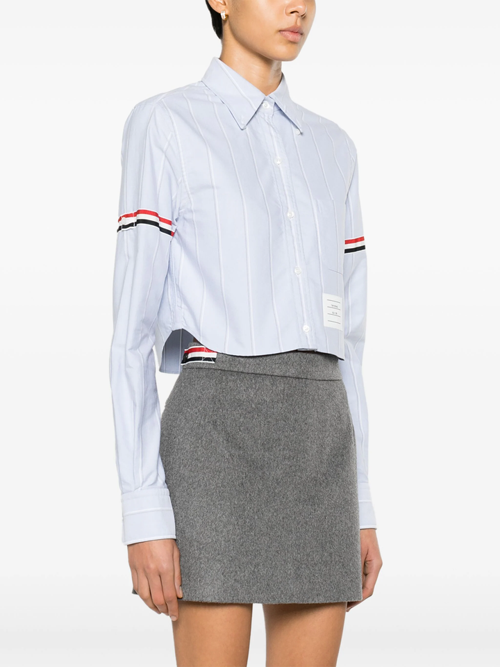 Cropped Button Down Point Collar Top