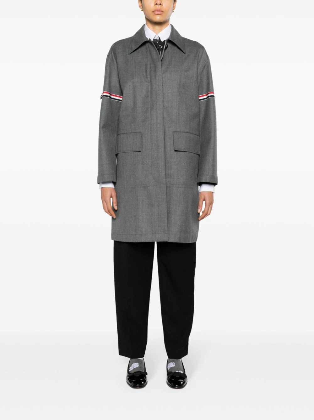 Wool Twill Armband Bal Collar Raincoat