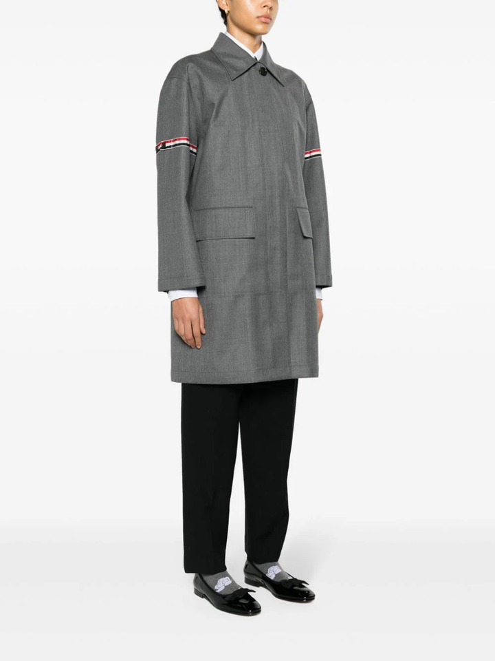 Wool Twill Armband Bal Collar Raincoat