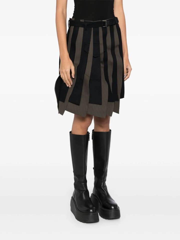 Chalk Stripe X Wool Melton Skirt