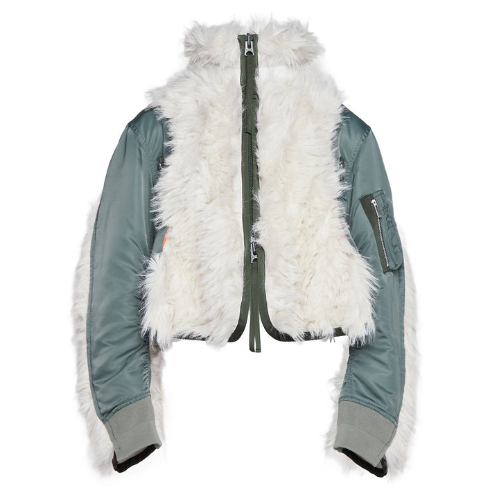 Faux Fur x Nylon Twill Blouson