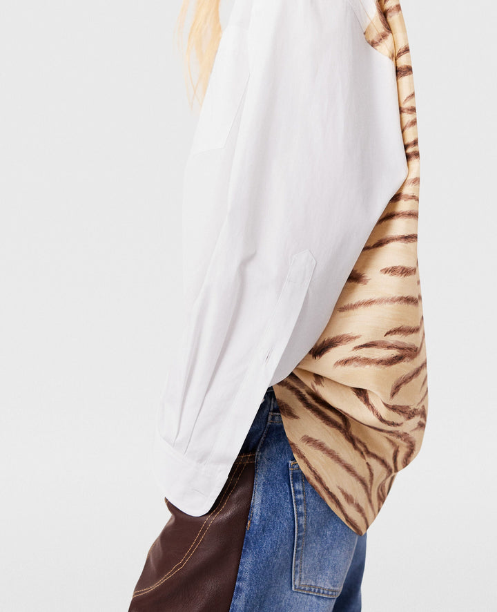 Tiger Print Back Oversized Shirt