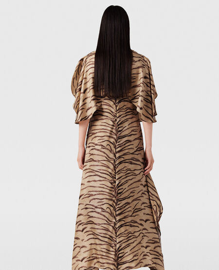 Tiger Print Round Sleeve Dress