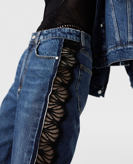 Blue Vintage Lace Detailed Jeans