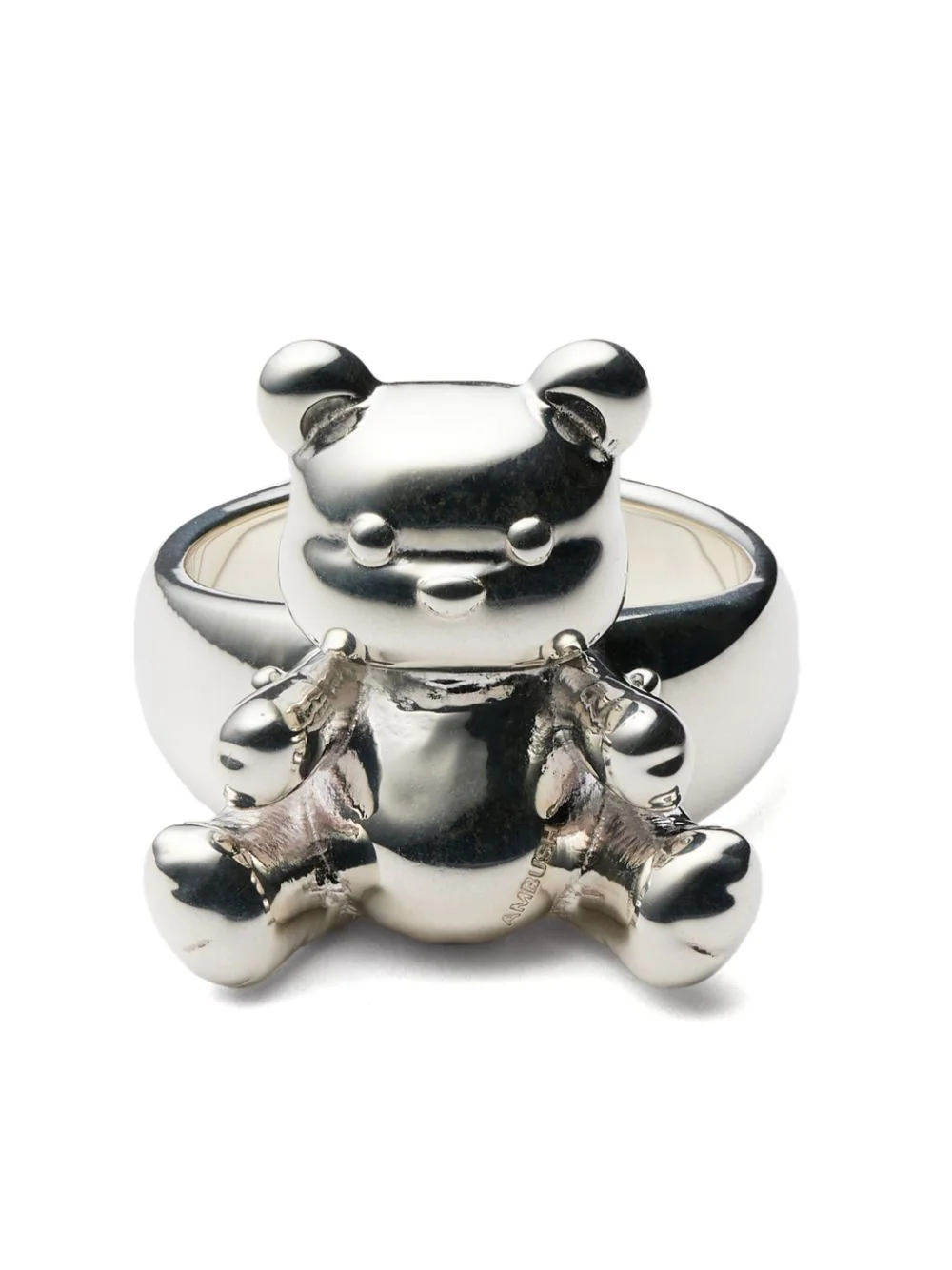 Inflated Teddy Bear Ring Silver