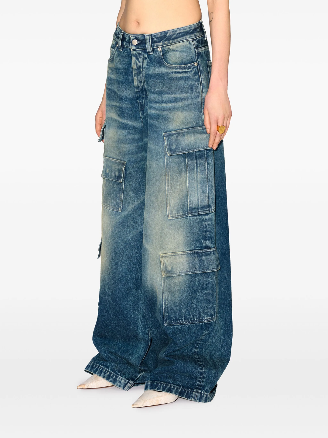 Denim Cargo Pants Vintage Blue