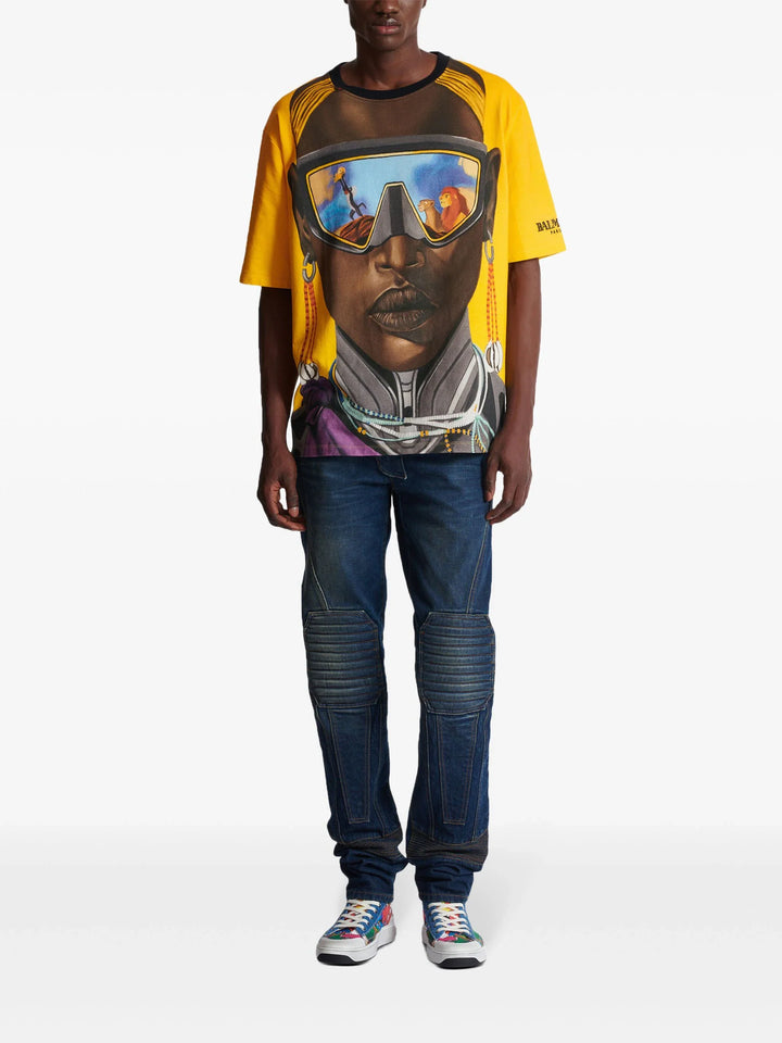 Disney X Balmain: The Lion King Relaxed T-Shirt With Nika Mtwana Print