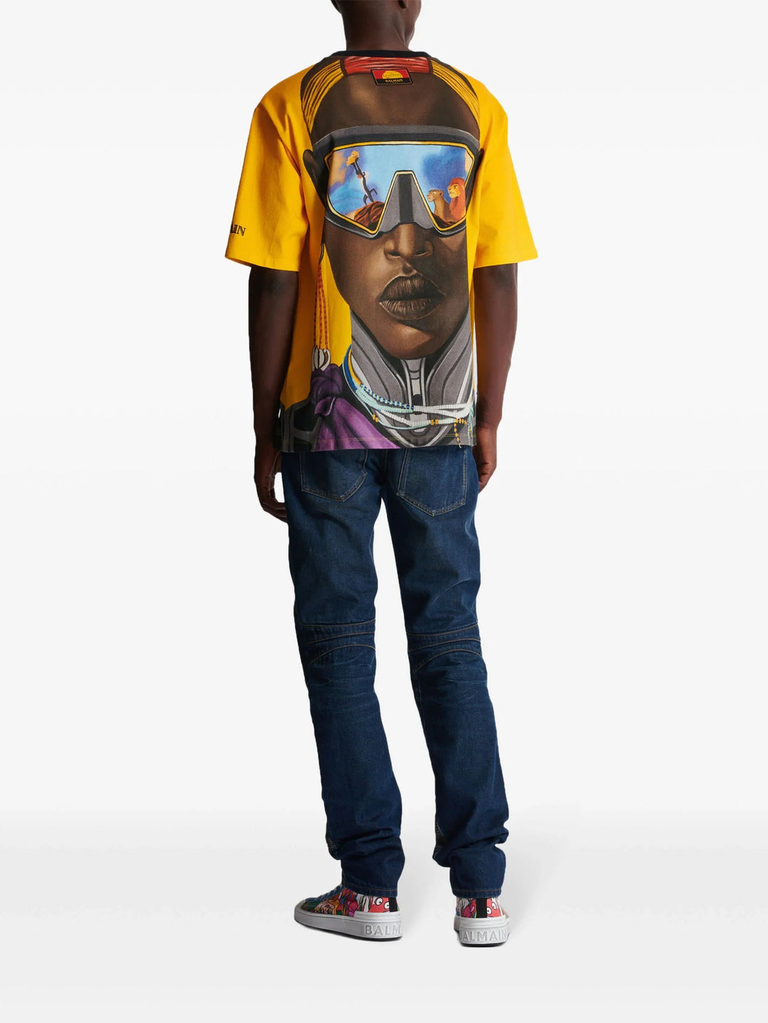 Disney X Balmain: The Lion King Relaxed T-Shirt With Nika Mtwana Print