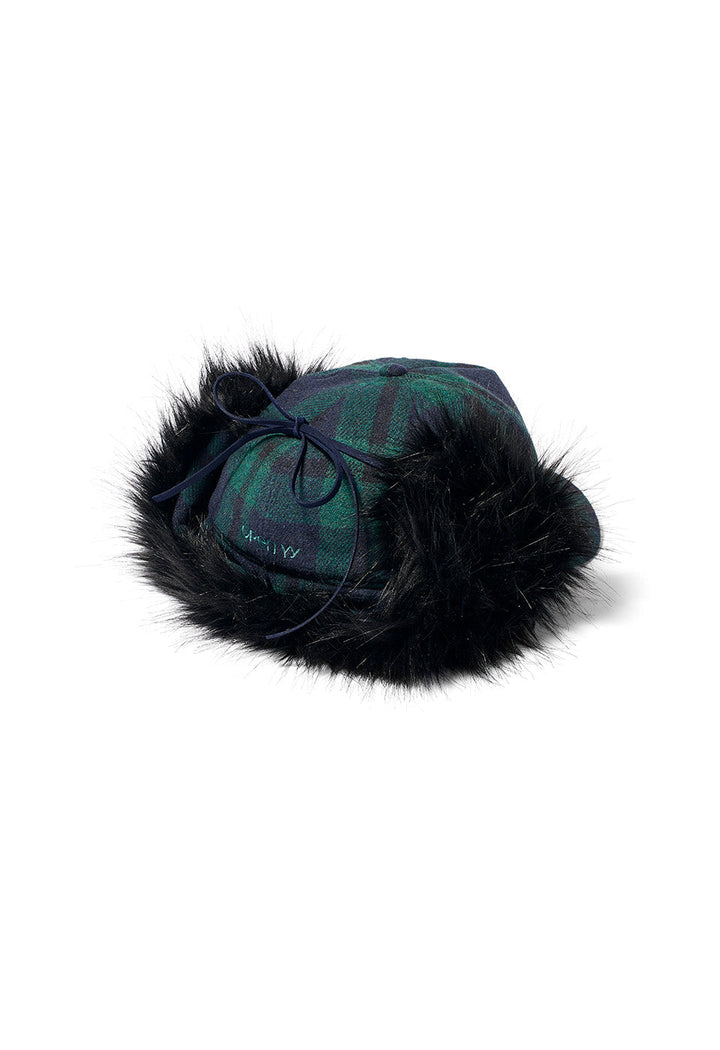 Tartan Faux Fur Earflap Cap