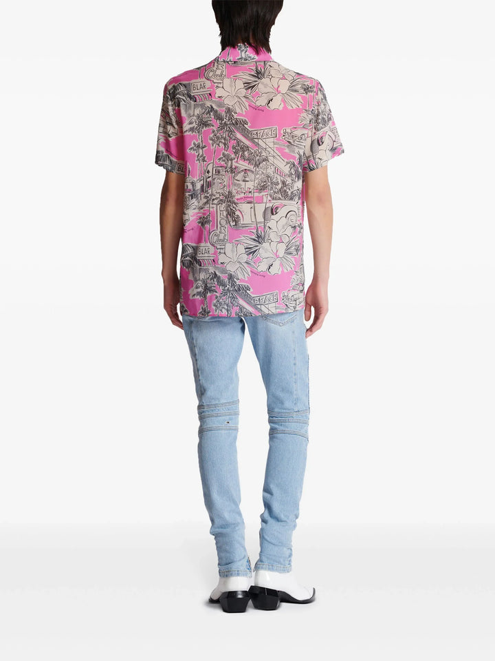 Miami Print Silk Pyjama Shirt