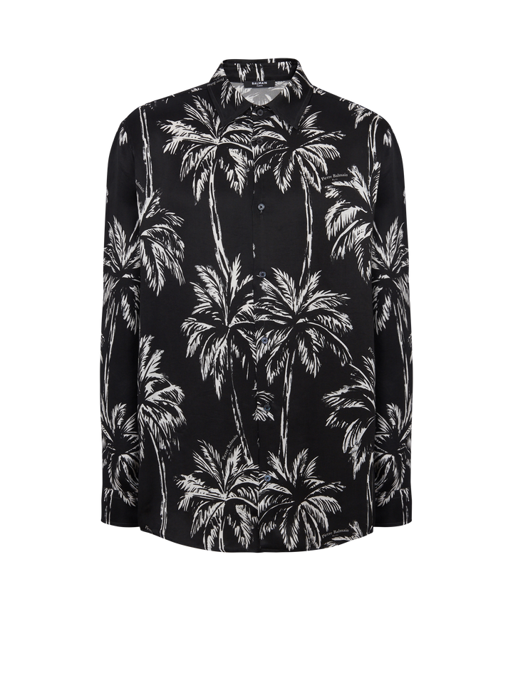 Palm Print Satin Shirt