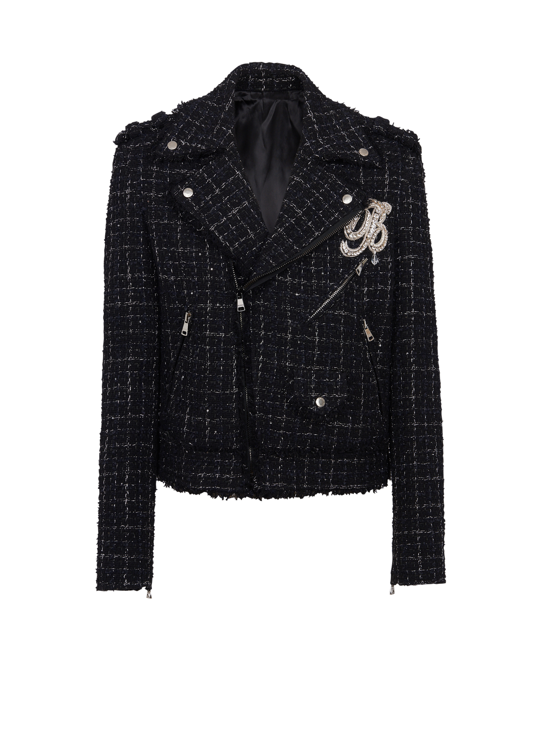 Tweed Biker Jacket With Badge