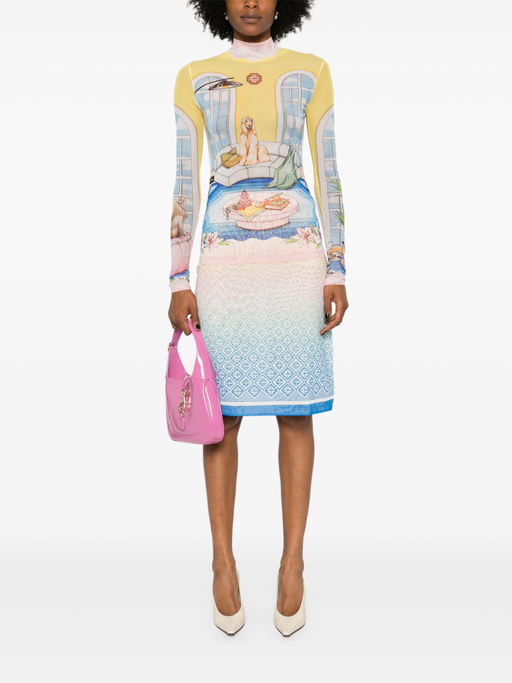 Womens Printed Mesh Top