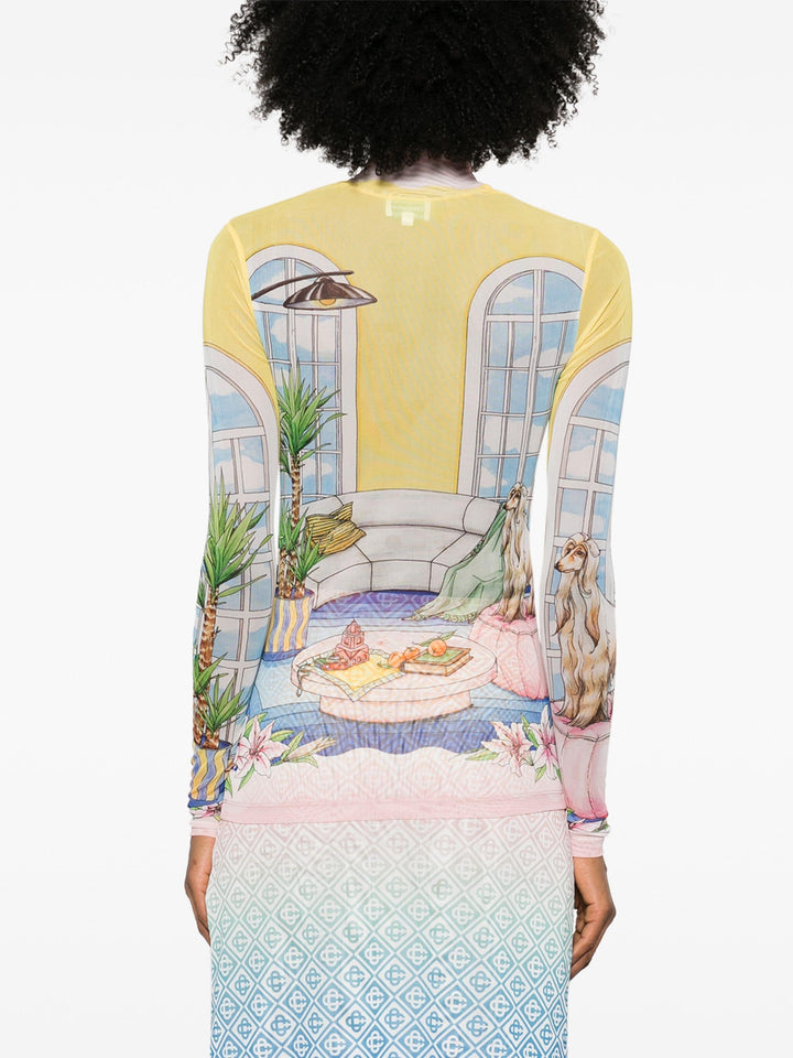 Womens Printed Mesh Top