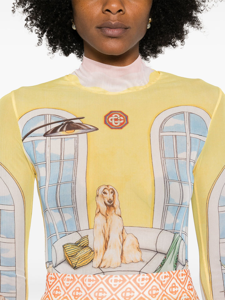 Womens Printed Mesh Top