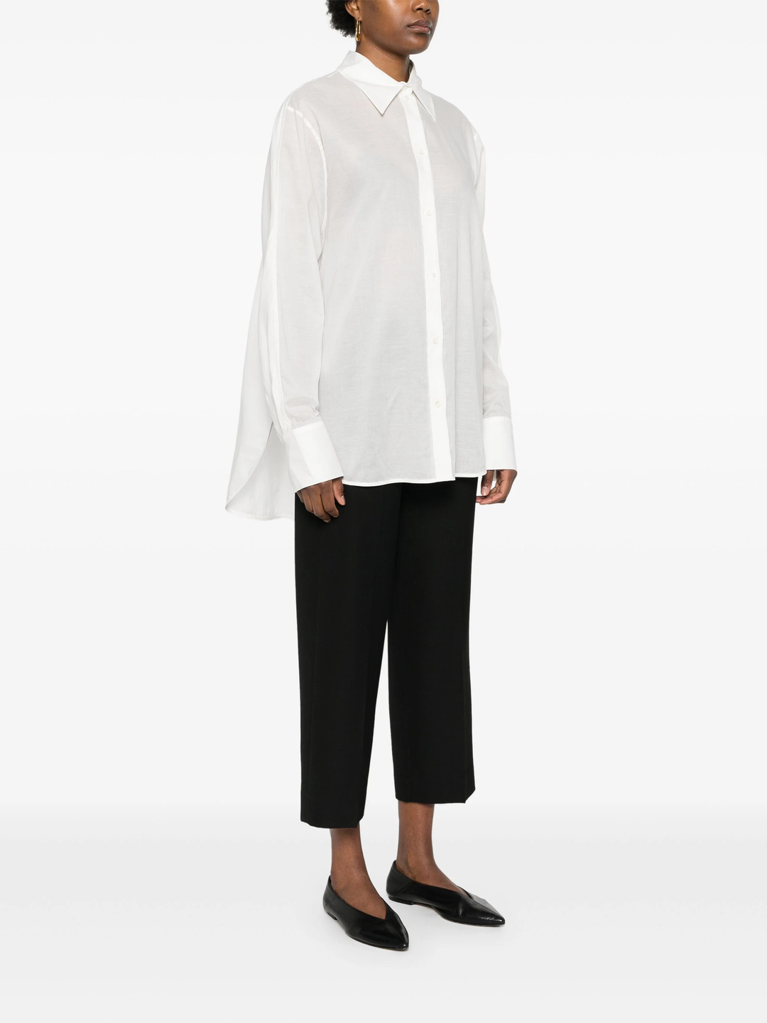 Kimono-Sleeve Poplin Shirt