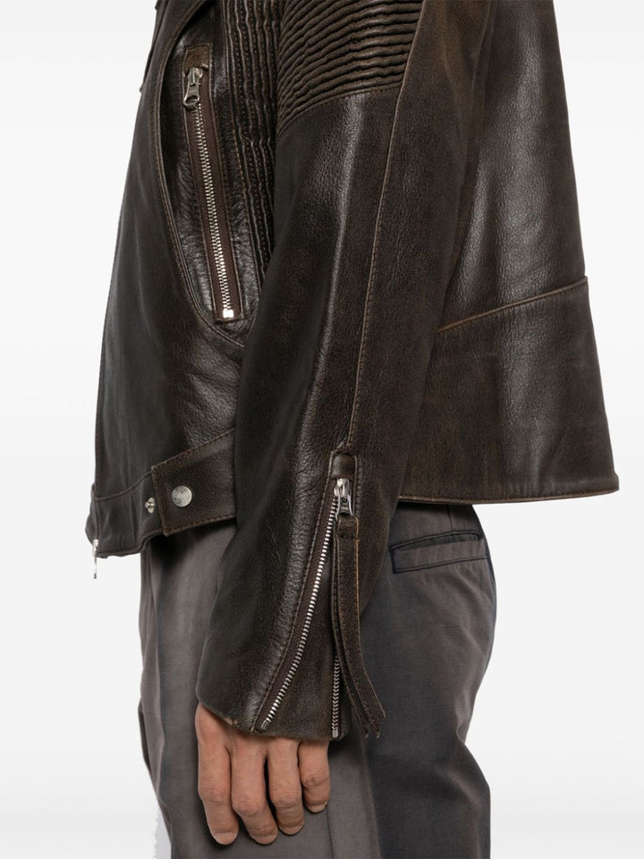 Embossed Leather Biker Jacket