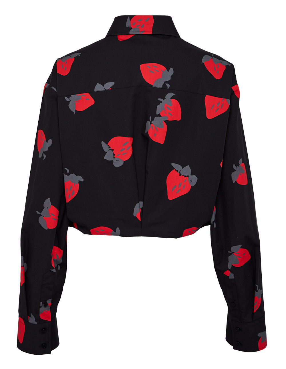 Strawberry Print Cropped Shirt