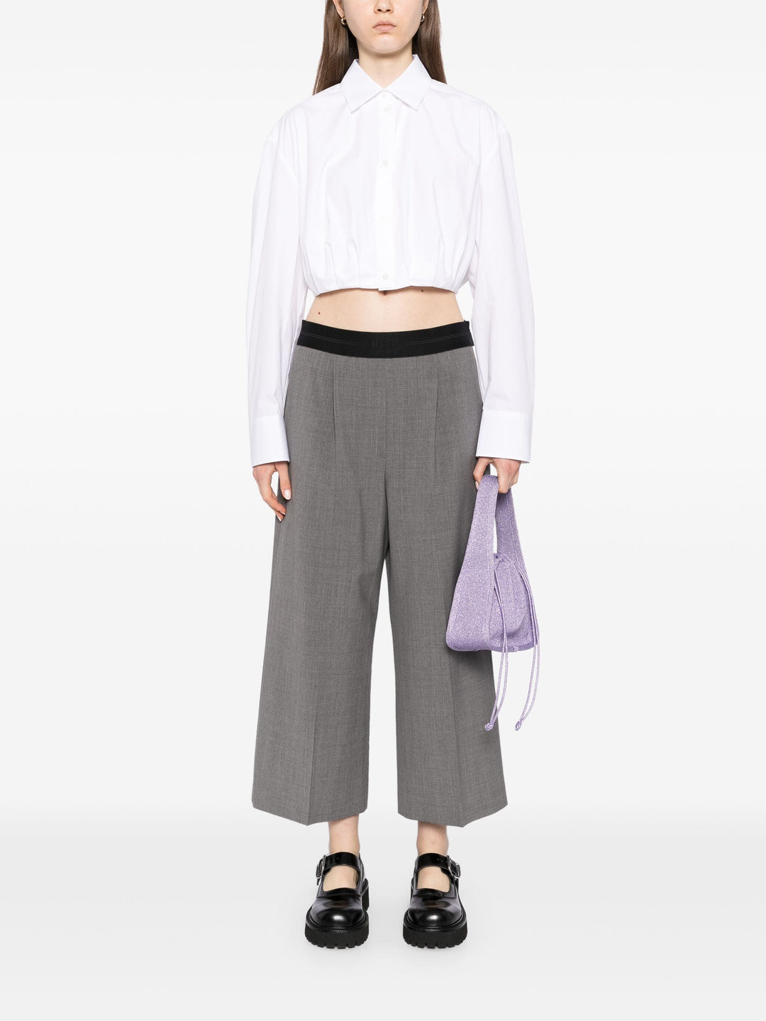 Cropped Shirt With Elastic Waist