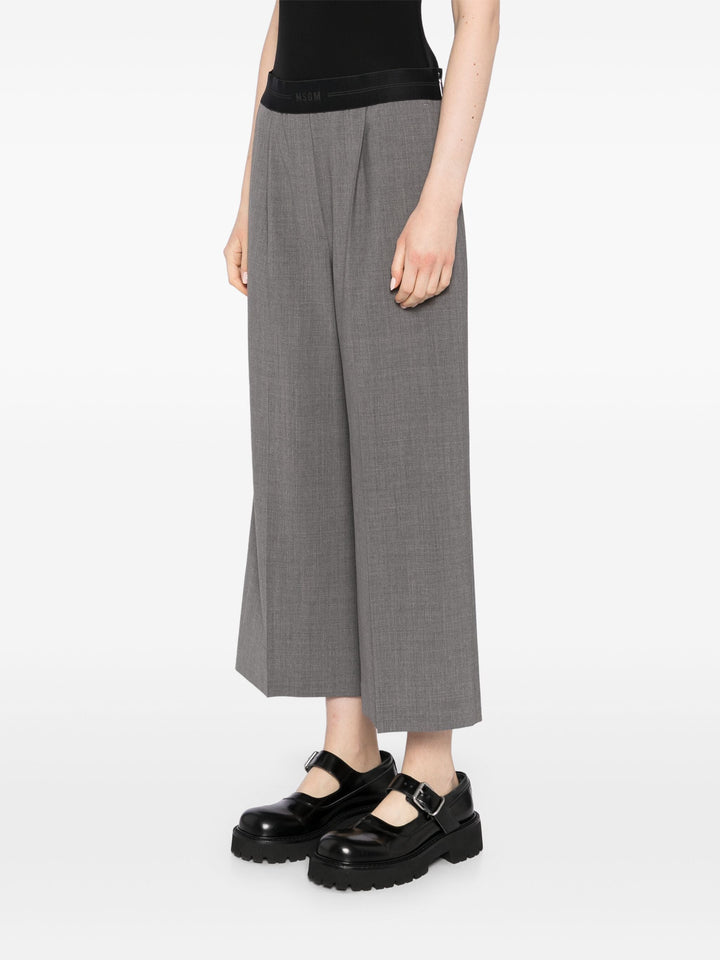 Cropped Pants With Black Waistband