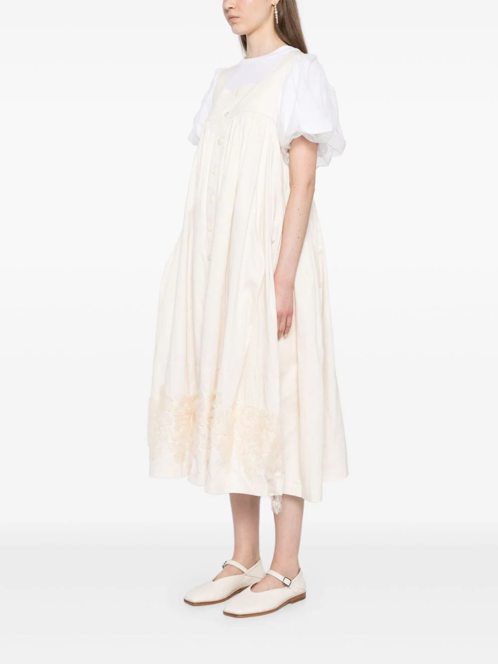 Cotton Satin Embroidered Dress