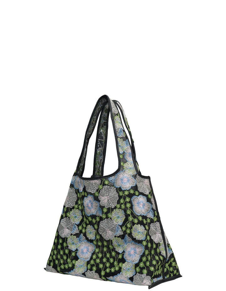 Embroidered Floral Mesh Market Bag
