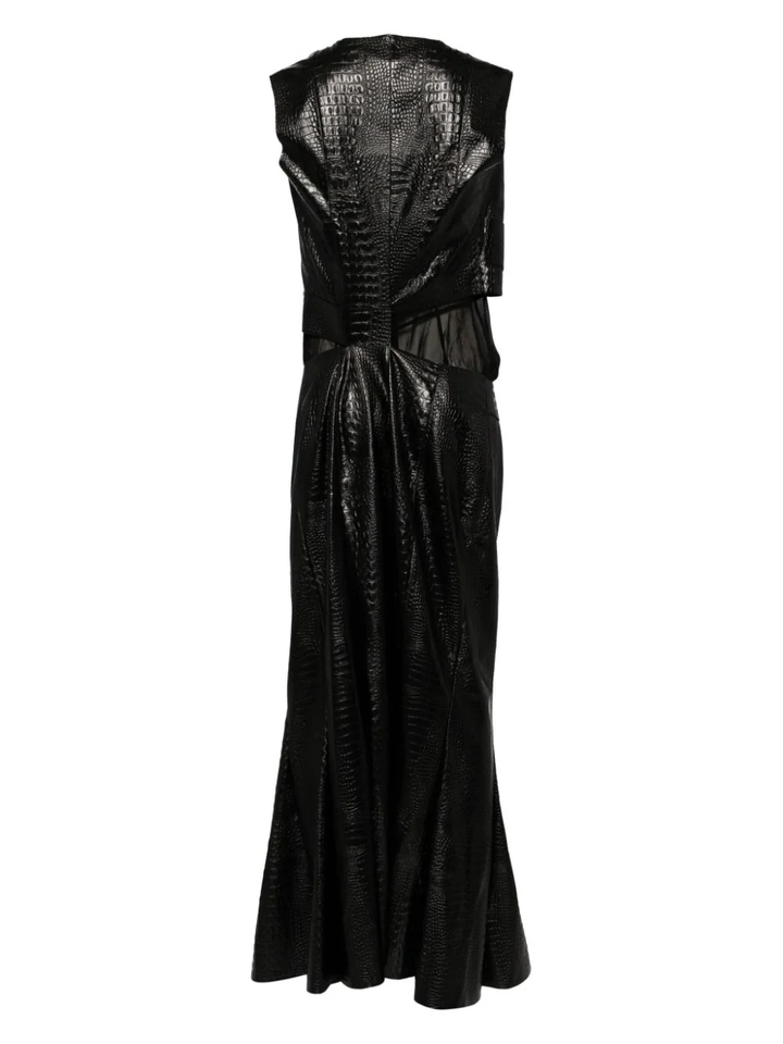 Faux Leather Cupra Georgette Dress