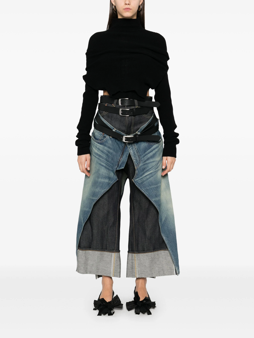 Cotton Selvedge Denim X Leather Jeans