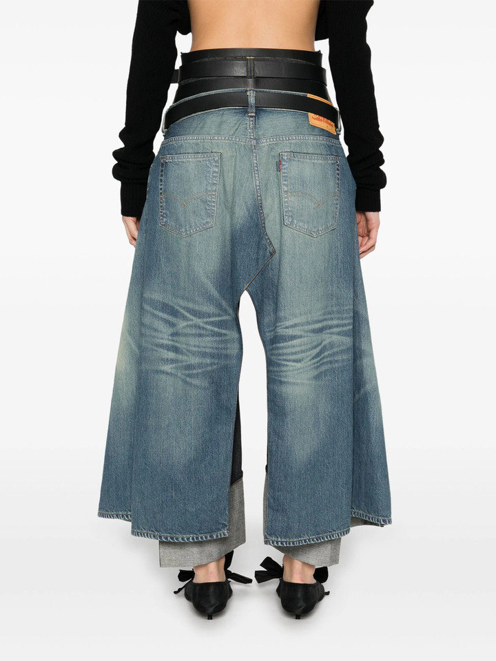 Cotton Selvedge Denim X Leather Jeans