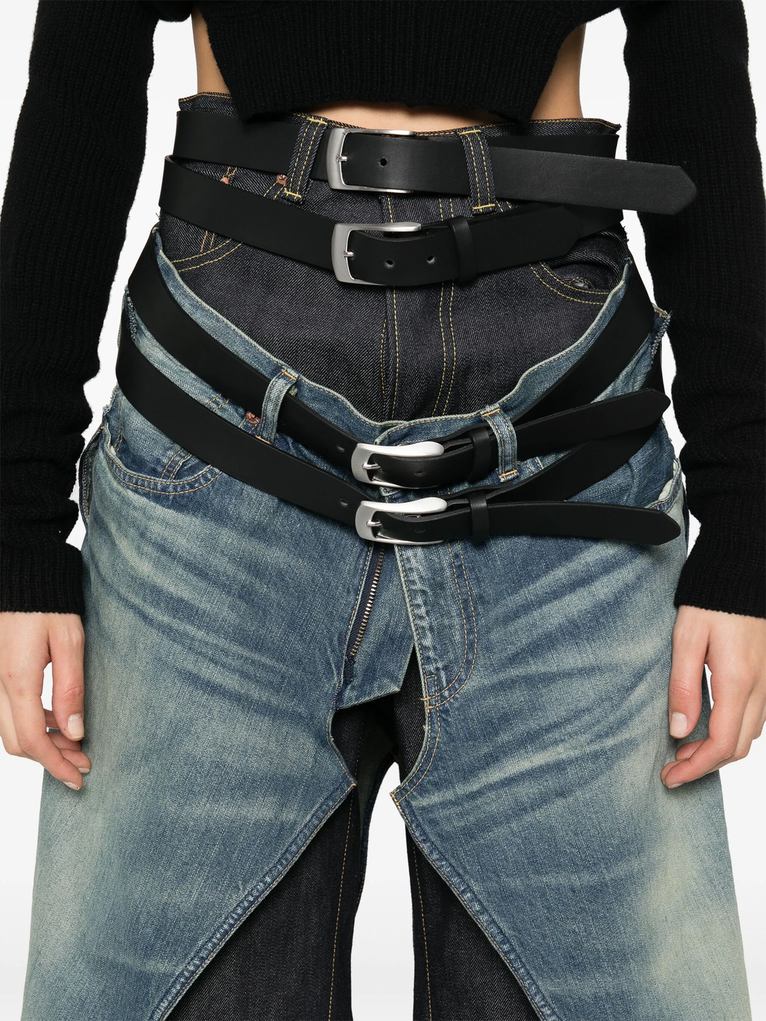 Cotton Selvedge Denim X Leather Jeans