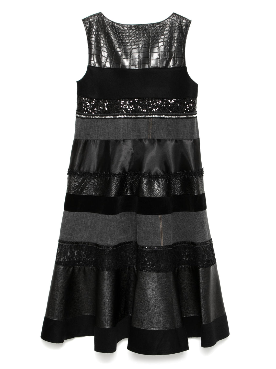 Cotton Black Denim X Multi Fabric Dress