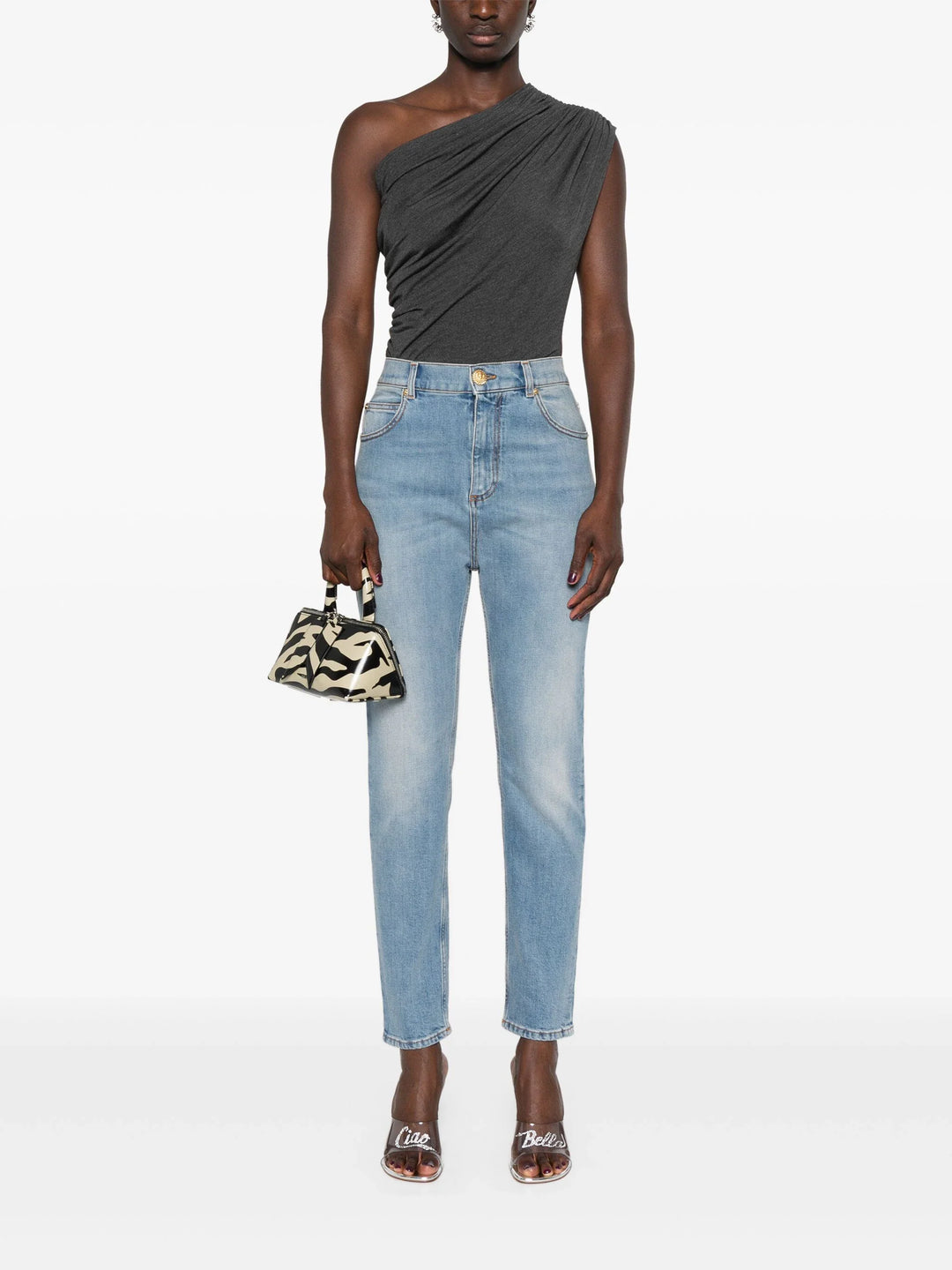 5 Pockets High Waist Light Blue Slim Denim