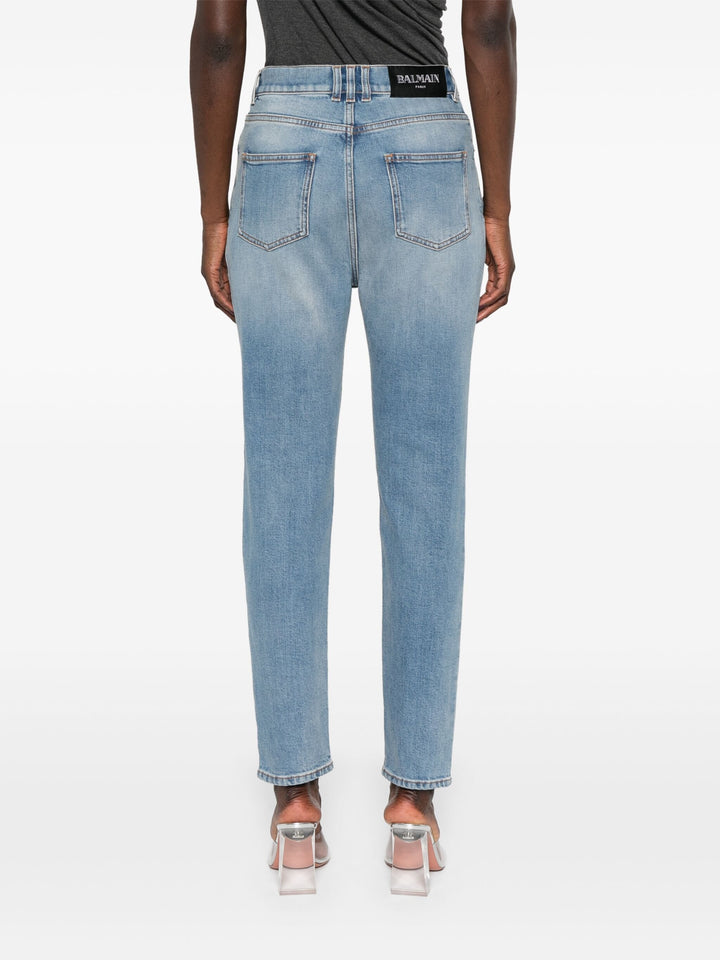 5 Pockets High Waist Light Blue Slim Denim