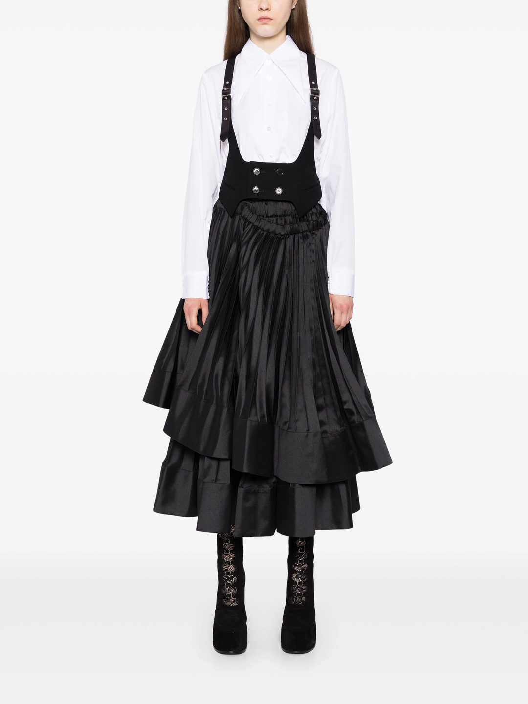 Polyester Back Satin Pleats Skirt