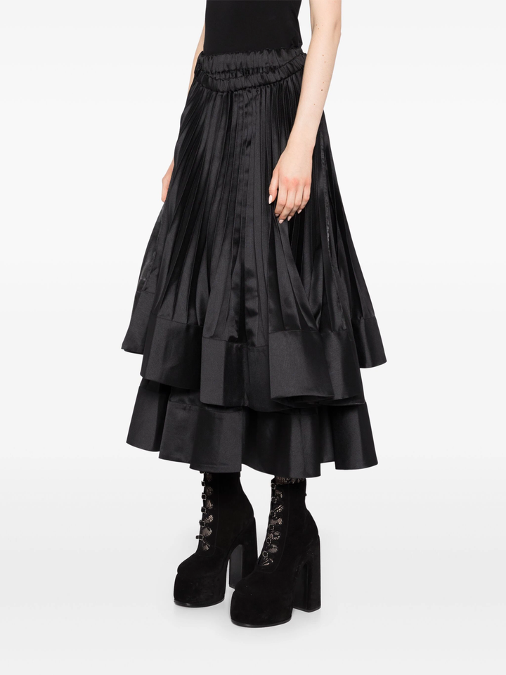 Polyester Back Satin Pleats Skirt