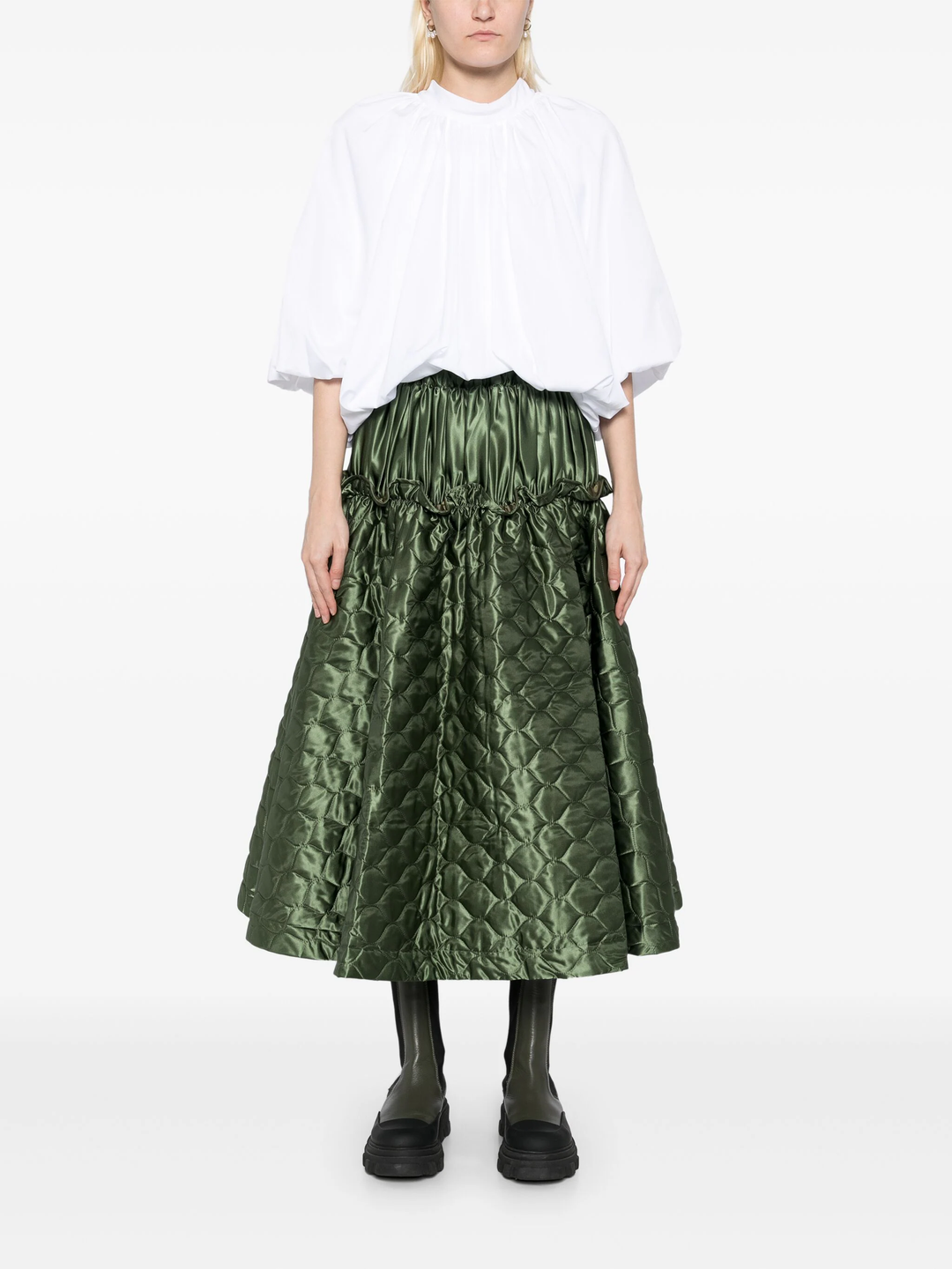 Acetate Satin Quilted Skirt