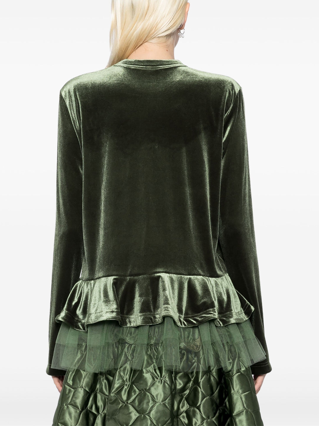 Velour Stretch X Nylon Tulle T-Shirt