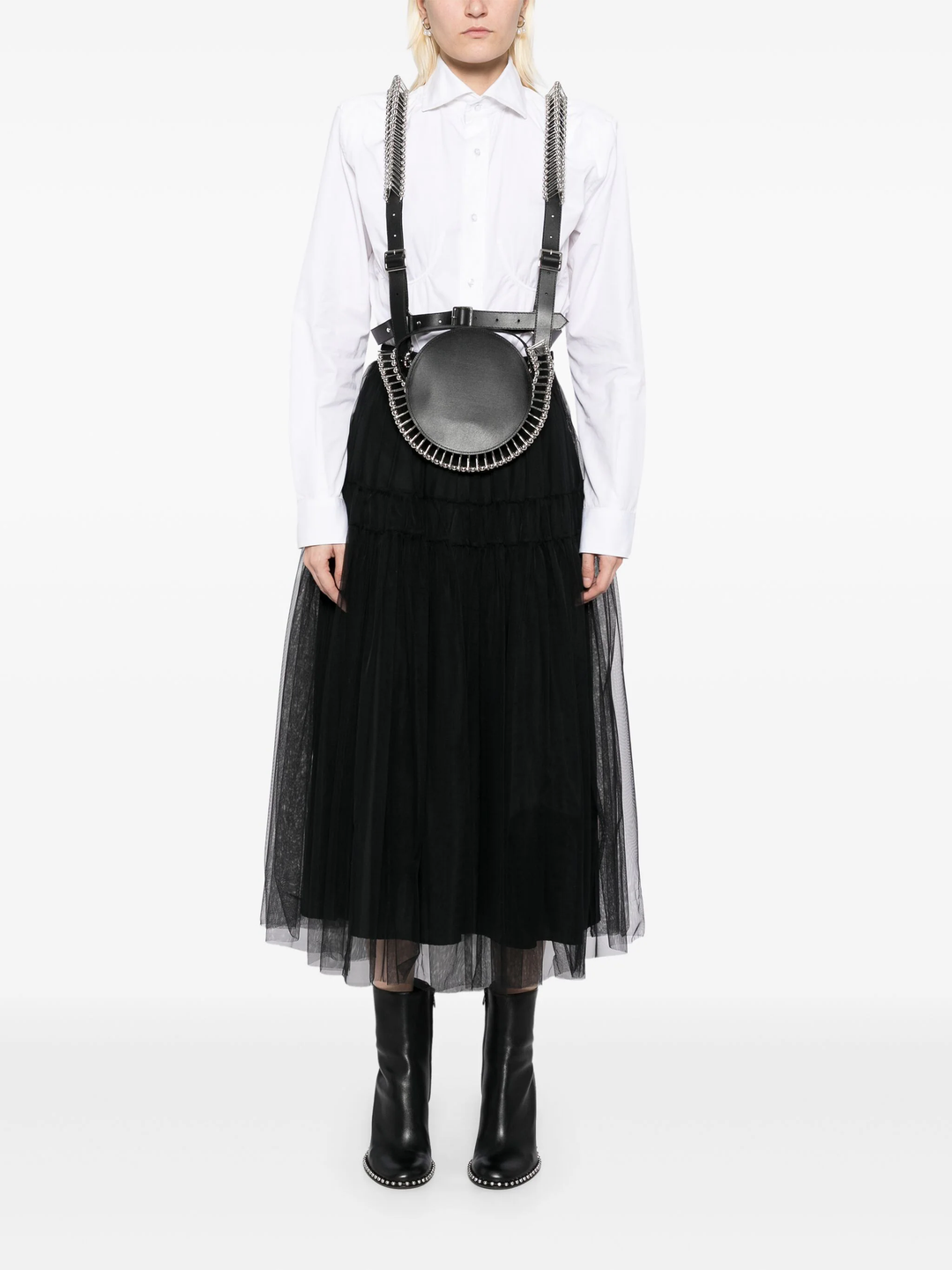 Synthetic Leather X Pin Vest