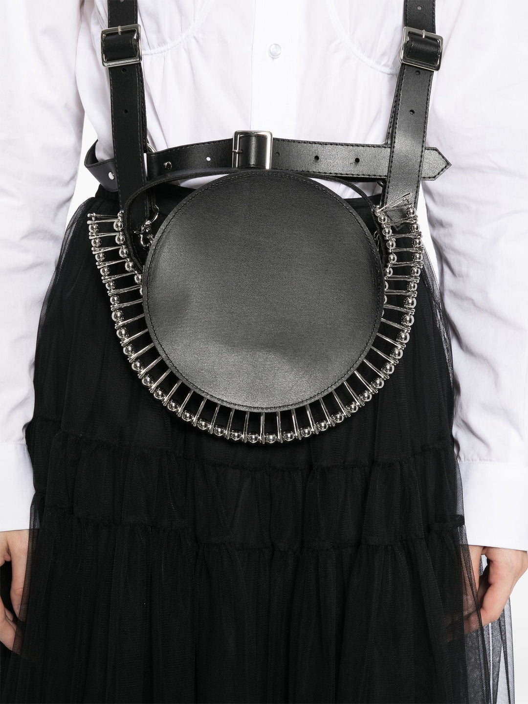 Synthetic Leather X Pin Vest