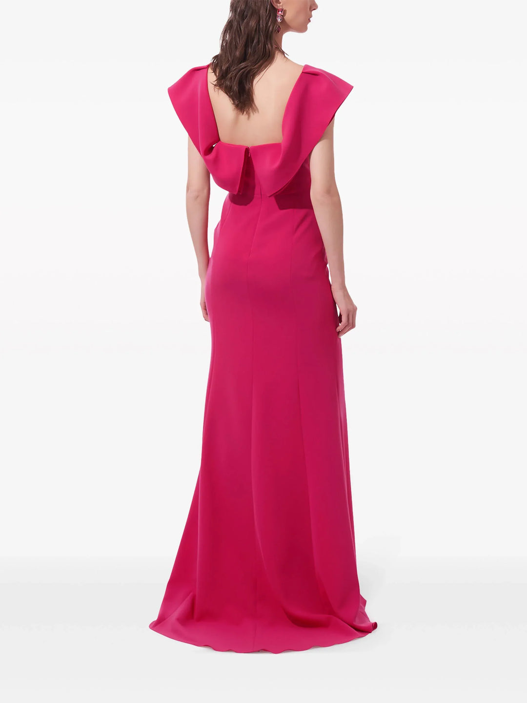 Draped Neckline Flared Gown