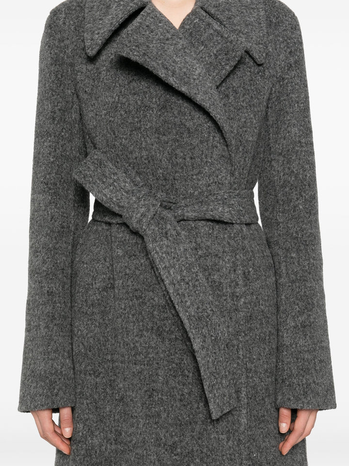 Long Slim Double Breasted Belt Coat