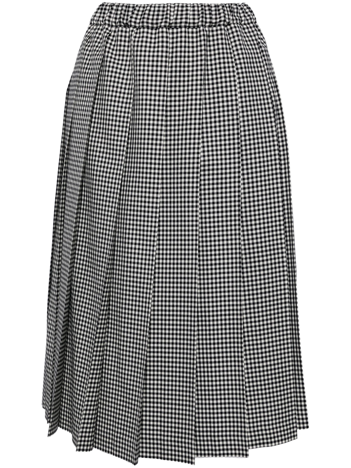 Wool Gingham Check Skirt