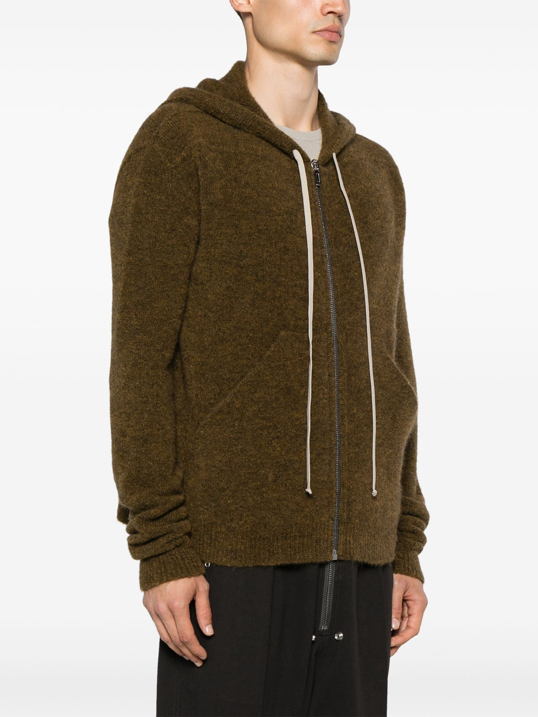 Zipped Hoodie Long Alpaca Knit