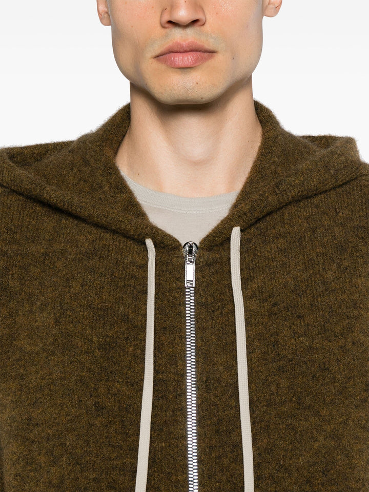 Zipped Hoodie Long Alpaca Knit