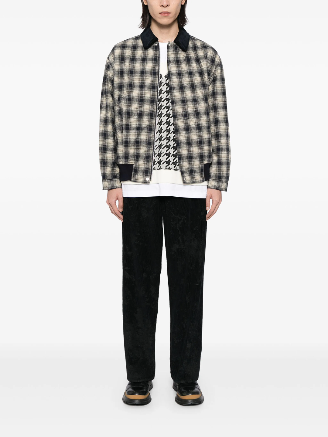 Cotton Flannel Check Triple Layer Blouson