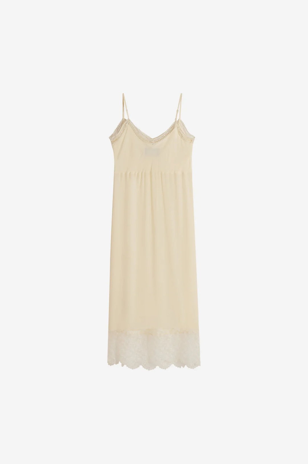 Slip Crepe Dress with Lace Trim