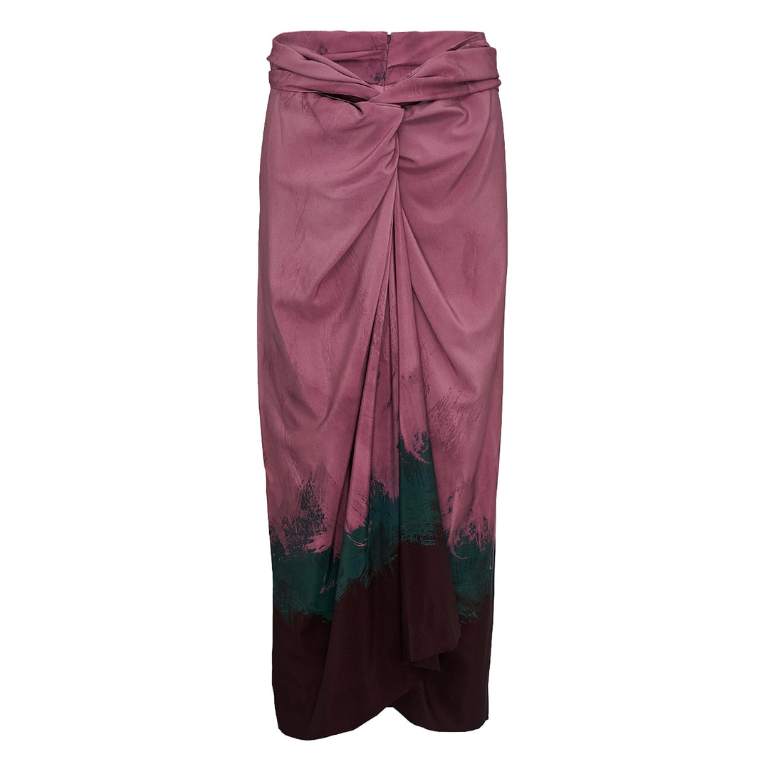 Brushstrokes Twisted Drape Skirt