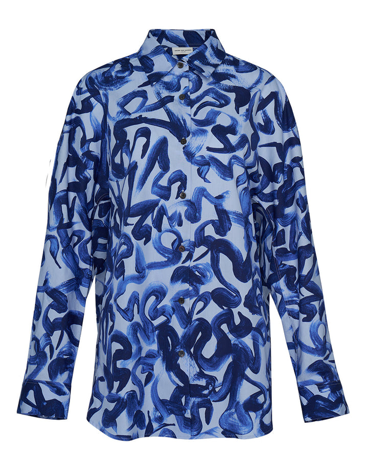 Swirl Print Highwisted Lux Cotton Shirt