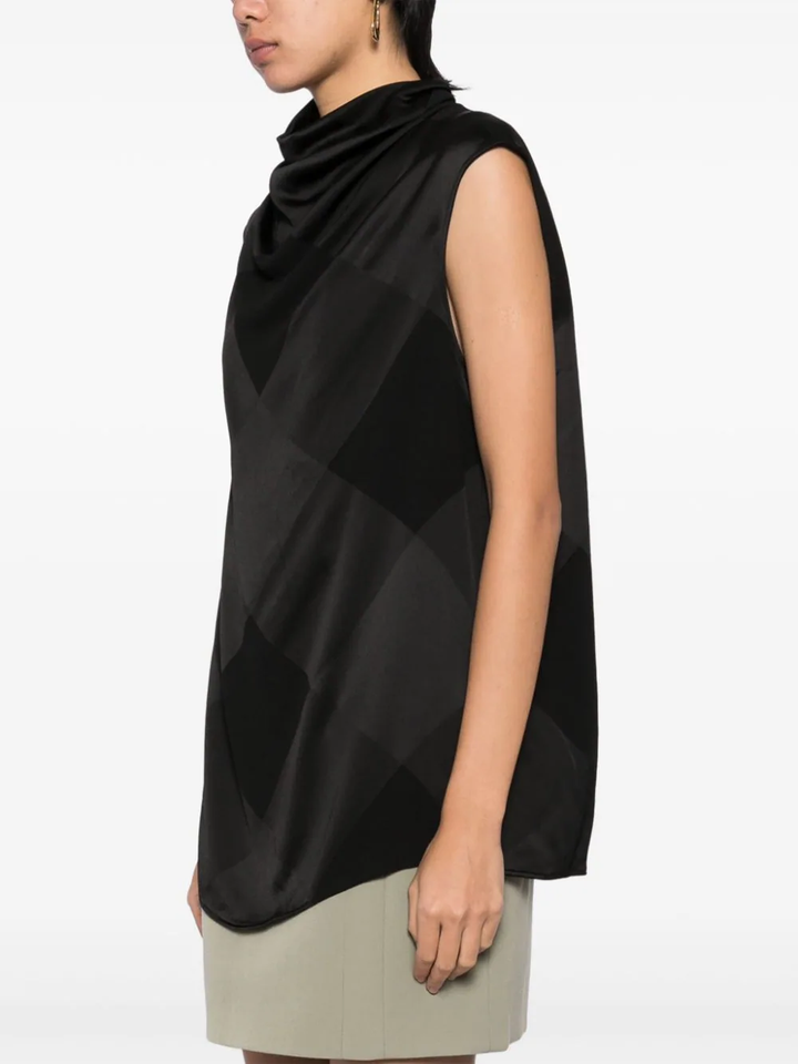 Draped Collar Sleeveless Top